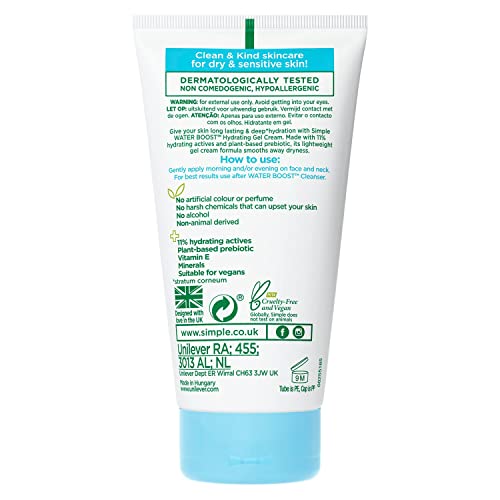 Unilever Simple Water Boost Hydrating Gel Cream, Face Moisturizer, 1.7 oz