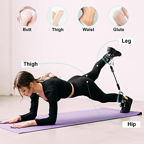 Bbtops Booty Ankle Resistance Bands With Cuffs,Ankle Strap With Resistance Bands,Adjustable Comfort Fit Neoprene, For Hip Glutes Exercises,Resistance Bands For Women Workout Fitness Pilates Mint #TOP3