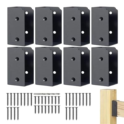 8 Pcs Deck Railing Brackets Connectors, Stainless Steel Deck Railing Bracket 2" x 4" (Actually 1 ½" x 3 ½") with Screws Kit for Stair Fence Railing Handrail Wood Lumber Post (4 Pair Parallel)