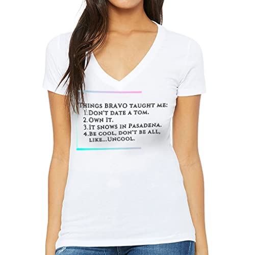 Be Cool Don't Be All Like Uncool Women's V-Neck T-Shirt - Themed V-Neck Tee - Print T-Shirt - White, L