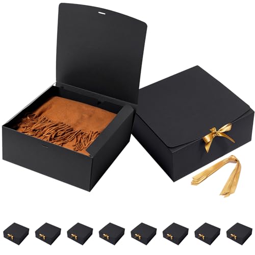 Mcfleet Black Gift Boxes with Lids 12x12x5 Inches 10 Pack Groomsmen Proposal Boxes Cardboard Gift Box for Presents, Craft Boxes for Christmas, Wedding, Graduation, Holiday, Birthday Gift Packaging