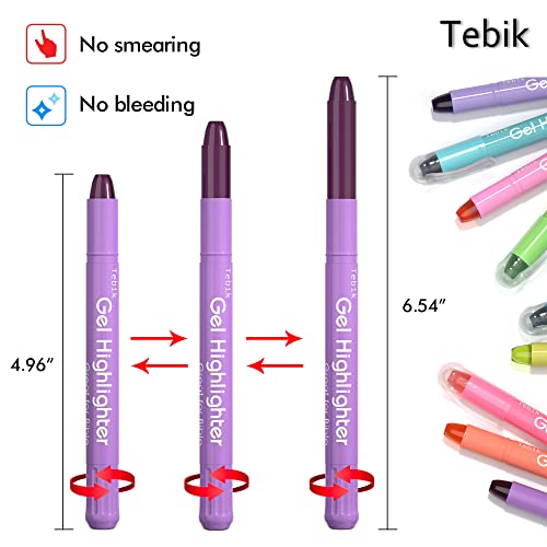 Tebik Gel Highlighter, 10 Colors Bible Safe Highlighter Study Kit, Highlighters Assorted Colors, Twistable Design, No Bleeding Great For Journaling, Highlighting And Study #TOP1