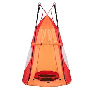 COSTWAY Nestschommel Ø100cm Kinderen Hangstoel Schommeltent Set, Max. Capaciteit 150 kg, Hangmat Nest Pod Hangende…