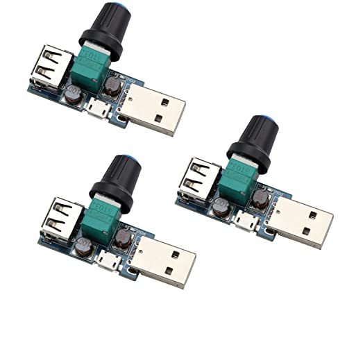 VKLSVAN 3個 DC 5V USB速度コントローラ 無段階調節ミニ回転制御ポテンショメータ スピードレギュレーター変速モジュール LED調光・USB扇風機風量・ボリューム・テーブルランプ照度調整可能に最適