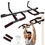RHINOSPORT Klimmzugstange für Türrahmen – Pull Up Bar Doorway mit Multigriff-Positionen Griffen – Ohne Bohren, Rutschfest bis 200kg (440lbs)– Für Türen 65-92cm (25.5-36.2in)