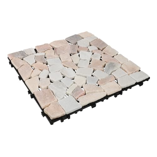 Gadpiparty Azulejo de Piedra Natural Anticorrosivo para Suelo de Interior y Exterior Baldosa Entrelazable DIY para Baño Balcón Patio y Terraza Resistente y Fácil de Instalar Color