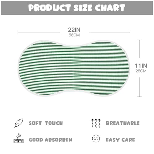 Muslin Baby Burp Cloths, Green White Stripes Cotton Soft Burp Cloths for Newborns​​, Extra Absorbent Burp Cloths 2-Pack​​, 22 x 11 Inch3