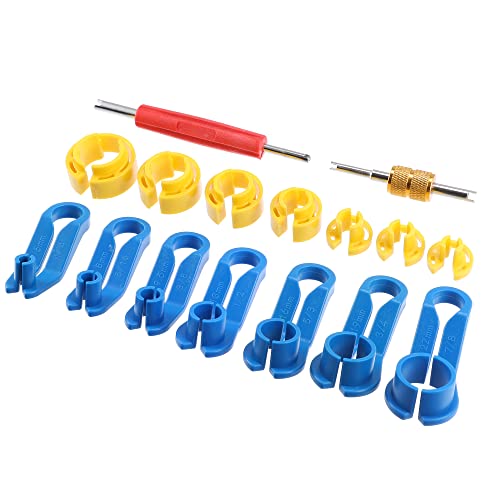 A ABSOPRO Fuel Line Disconnect Removal Tool Set 1/4 5/16 3/8 1/2 5/8 3/4 7/8 Inch Quick Disconnect Tool Kit for Fuel Heater AC Line Transmission Oil Cooler Line
