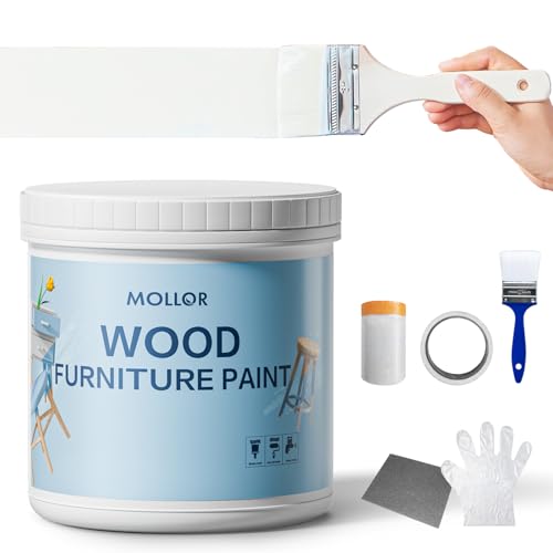 Mollor White Paint for Wood - 16 Oz Wood Furniture