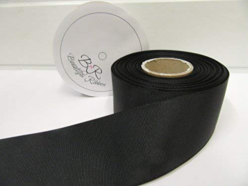 Beautiful Ribbon 2 metres (Cut from Reel) of 50mm Grosgrain Ribbed Ribbon Black Double Sided 50 mm 5cm 2" 2 Inch