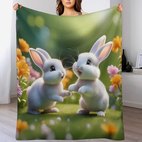 Couverture canapé lapin mignon en flannel douce 130x150cm