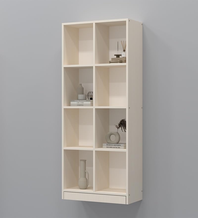 Image of SPECIALITY PANELS 8 Cube Bookshelf with Open Shelves, White, 73x176 cm, Carpenter Assembly Provided