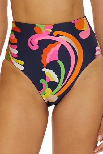 Trina Turk Poolside - Women's High Waisted Bikini Bottom, Floral Print, Cheeky Coverage, Swimwear Separates for Women, Multicolor, 12