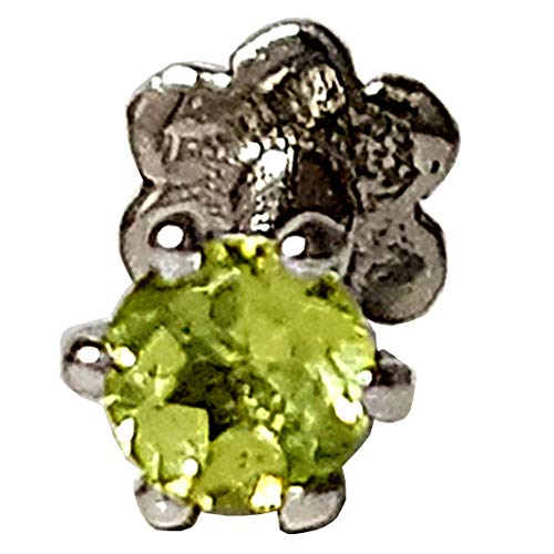 Diwani 14K Gold 3.0Mm Natural Peridot Gemstone Engagement Wedding Nose Lip Labret Monroe Body Piercing Ring Stud Pin Screw (0.120 Cents, Color- Blue) 18 Gauge Thick 8.0Mm Length Screw Back Post #TOP12