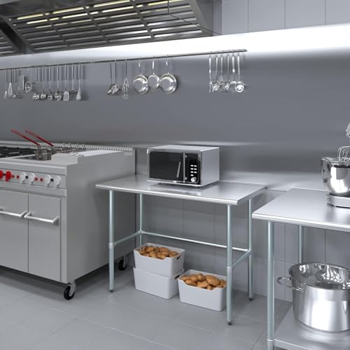 Image of Commercial Open Base Stainless Steel Work Table - 48 inch x 24 inch | Heavy-Duty Prep Table with Galvanized Frame | NSF Certified | Restaurant & Utility Use