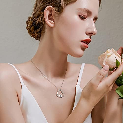 KINGWHYTE Moeder halsketting 925 sterling zilver met hartjeshanger met
