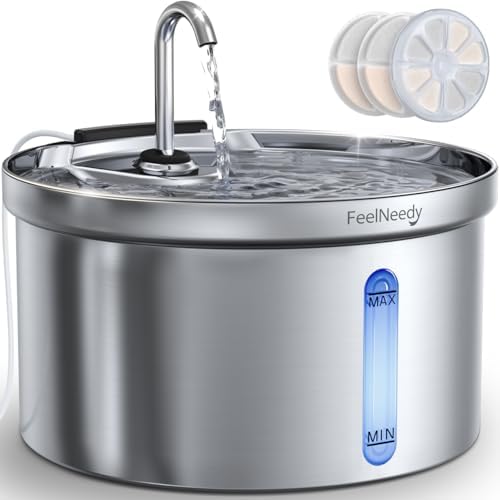 Water Fountain for Cats Stainless Steel 304, FEELNEEDY 3.5 L Auto...