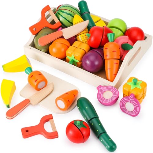 KidMigo Kinderküche Zubehör, Kinderküche Holz, 19 Artikel, 35 Stück...