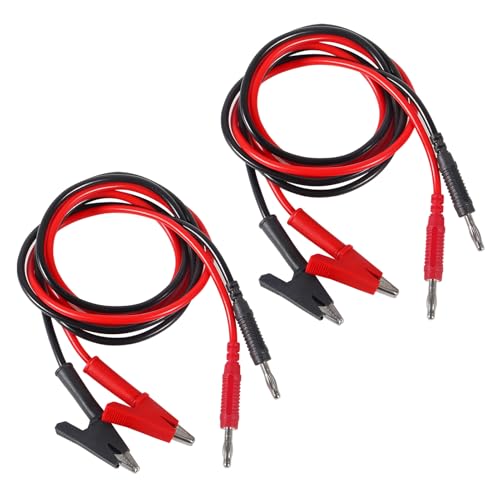 Image of ACEIRMC 2pcs 4mm Banana Plug to Alligator Clip Test Lead Wire Cable Set 14AWG for Multimeter Oscilloscope 3 Feet DMM Multimeter (2PCS)