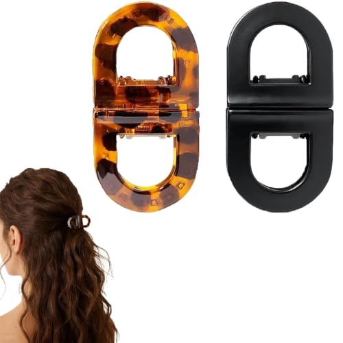 2Pcs Magnetic Hair Clips for Women Strong Hold No-Slip Styling Clips Seamless 2-in-1 Design for Thick/Thin Hair Non-Dent Quick Snap Hairdressing Tools for Salon or Daily Use