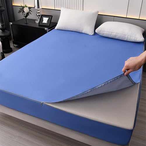 Protector de colchón matrimonial, suave, lavable y transpirable, impermeable, para camas de tamaño matrimonial, hipoalergénico, resistente al polvo, ácaros y chinches
