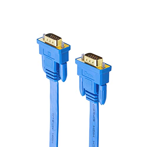 Dtech Flat Thin Extra Long Vga Cable 25 Ft Male To Male 15 Pin Connector Computer Monitor Cord 1080P Hd High Resolution(8 Meter, Blue) #TOP4