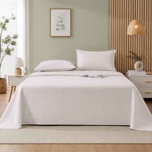Image of Cortina Cloud Cotton King Size Bedsheet with 2 Pillow Covers | Super Soft, Breathable & Skin-Friendly Bedsheet for Double Bed King Size with Solid Design | (270x250 cm) (Cream, King)