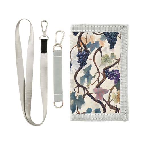 ALAZA Kids Wallets for Boys Girls Toddler Trifold Wallet Children Small Grape Leaves with Zipper Coin Pocket