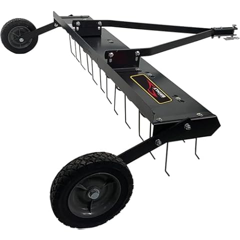 Brinly 48" Tow Behind Grass Dethatcher, Removes Thatch on Large Lawns in Less Time - Matte Black Cover