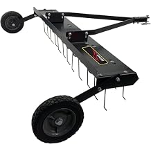 Brinly 48" Tow Behind Grass Dethatcher, Removes Thatch on Large Lawns in Less Time - Matte Black