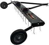 Brinly 48' Tow Behind Grass Dethatcher, Removes Thatch on Large Lawns in Less Time - Matte Black