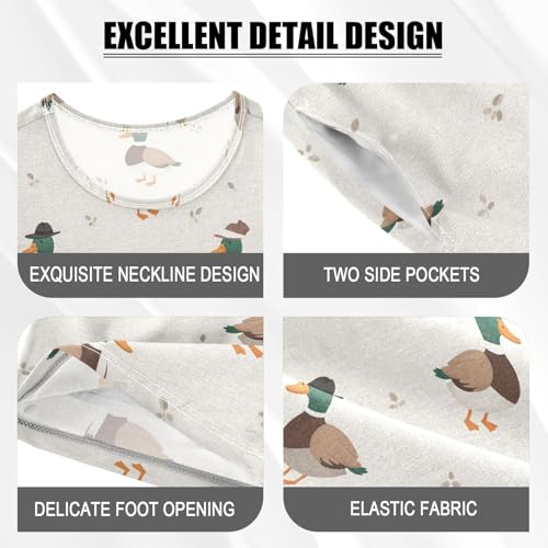 Pajama Short Sets Duck Cartoon Cute Pattern Soft Cotton Summer Sleepwear 2 Piece PJS Size 5-14T3