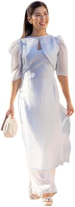 CuteSassBlue or Beige Short Sleeve Ao Dai Set | Pre-made Modern Vietnamese Ao Dai |Women Ao Dai with Pants | Lunar New Year