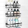 Moforoco Shower Caddy Shelf Organizer Rack Self Adhesive Black Bathroom Shelves Basket Home Farmhouse Wall Shower Inside Organization and Storage Decor Rv Accessories First Apartment Essentials