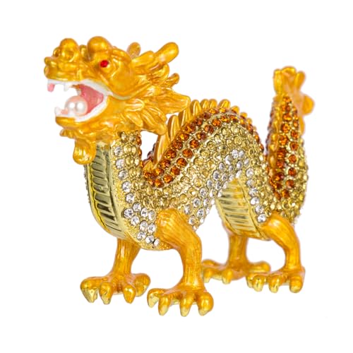 Mobestech Estatua de Dragón de Aleación con Incrustaciones de Cristales Decoración Zodiacal Colorida para Hogar y Oficina Figura Resistente y Detallada para Colección