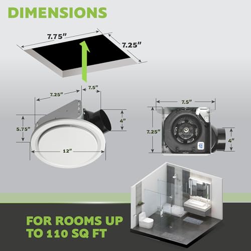 Image of Homewerks 110 CFM 2.5 Sones Bathroom Exhaust Fan, HVI /ETL Certified