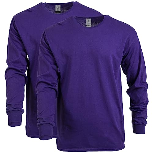 Gildan Unisex Adult Heavy Cotton Long Sleeve T-Shirt, Style G5400, 2-Pack, Purple, Large US