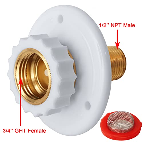 Excelfu Rv Fill Inlet Flange Brass With Check Valve, Connection 1/2" Npt, City Water Inlet For Rv Camper Motorhome Trailer Marine #TOP2