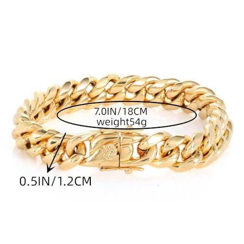 18K pure gold Cuban men and women wear 12mm wide bracelets, Miami hip-hop bracelets, Valentine's Day, Christmas, birthday gift tennis2