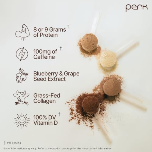 Image of Perk Energy Drink Mix (Brown Sugar Latte) 20 Servings, Gluten-Free | Caffeinated Healthy Coffee Alternative with Protein, 100mg of Caffeine, Soy-Free, Peanut-Free