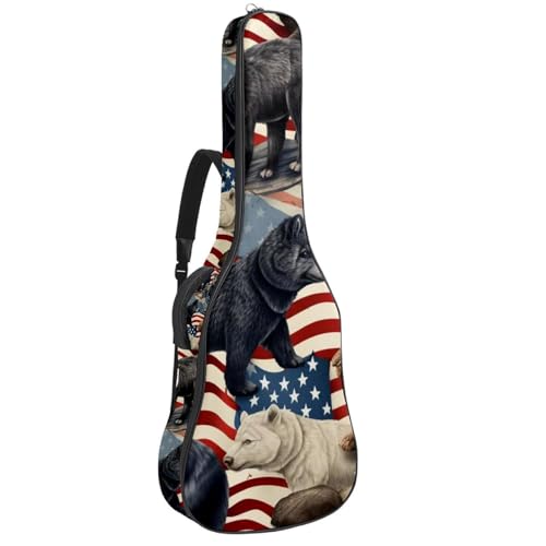 Belle housse pour guitare acoustique 101,6 cm motif drapeau américain et animaux