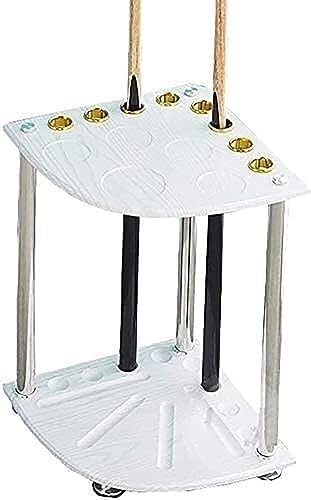 OYYMTE 8-Slot Space-Saving Fan Pool Cue Rack - Compact Full-Capacity Billiard Holder(White)