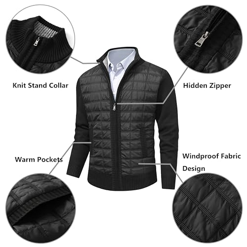 Image of VtuAOL Men's Cardigan Sweaters Casual Full Zip Sweaters Knitted Cardigan with Pockets