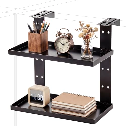 BrightRow 1 Pcs 2 Tier Square Large Cubicle Rectangle Shelf with Hooks by BrightRow - Used condition - US$26.20