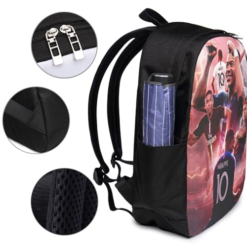 #7 Mbappe #10 Backpacks Bag Laptop Bag Bookbag Usb Backpack 17 Inch For Daily, Black4