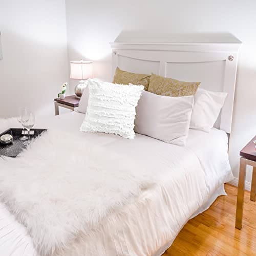 Py Home & Sports Set Of 2 Boho Decorative Throw Pillow Covers, 18X18” Cotton Linen Pillow Cushion Case Covers For Sofa Couch Bed, White #TOP4