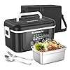 Heated Lunch Box, 1.5L&18000mAh Cordless Electric Lunch Box with Scheduled Heating, Rechargeable Portable Food Warmer with Digital Display for Work, Travel, Office, Camping