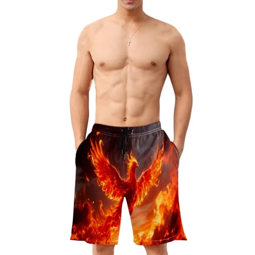 Mens Swim Trunks Board Shorts Long Quick Dry Flame Phoenix(26) Swimwear Shorts with Mesh Lining2
