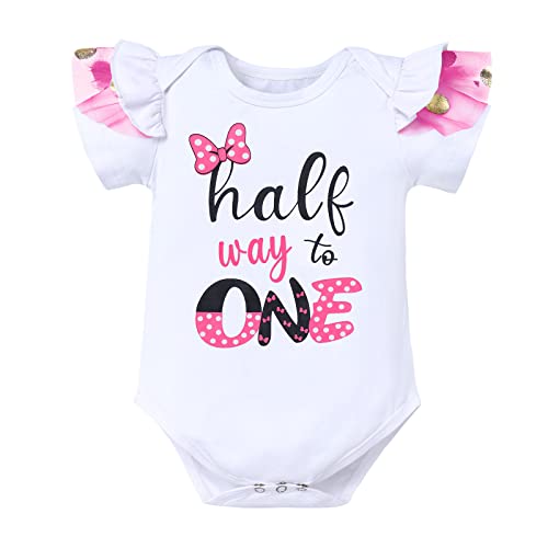 IBTOM CASTLE Cake Smash Half 1st 2nd 3rd Birthday Girl Princess Polka Dots Ruffle Skirt Set ONE Party Costume Headband4