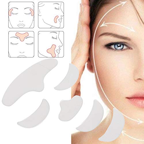 Anti Wrinkle Patch Pad, 6Pcs Reusable Silicone Face Wrinkle Treatment Prevention Strips Wrinkle Resistant Eliminate Wrinkles Patches Fine Lines Remover